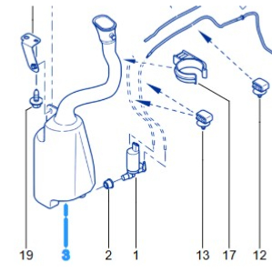 RESERVOIR LAVE VITRES ORIGINE RENAULT Pour Twingo 2RS
